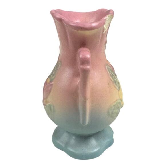 Hull Magnolia Two Handed Pink and Yellow Matte Finish Vase 1940s #13  Read - Picture 4 of 5